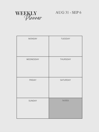 Weekly Digital Planner – Printable Organizer for Productivity & Goal Tracking
