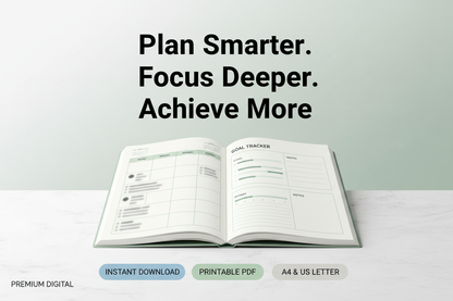 Weekly Digital Planner call-to-action slide – Plan Smarter, Focus Deeper, Achieve More – instant download